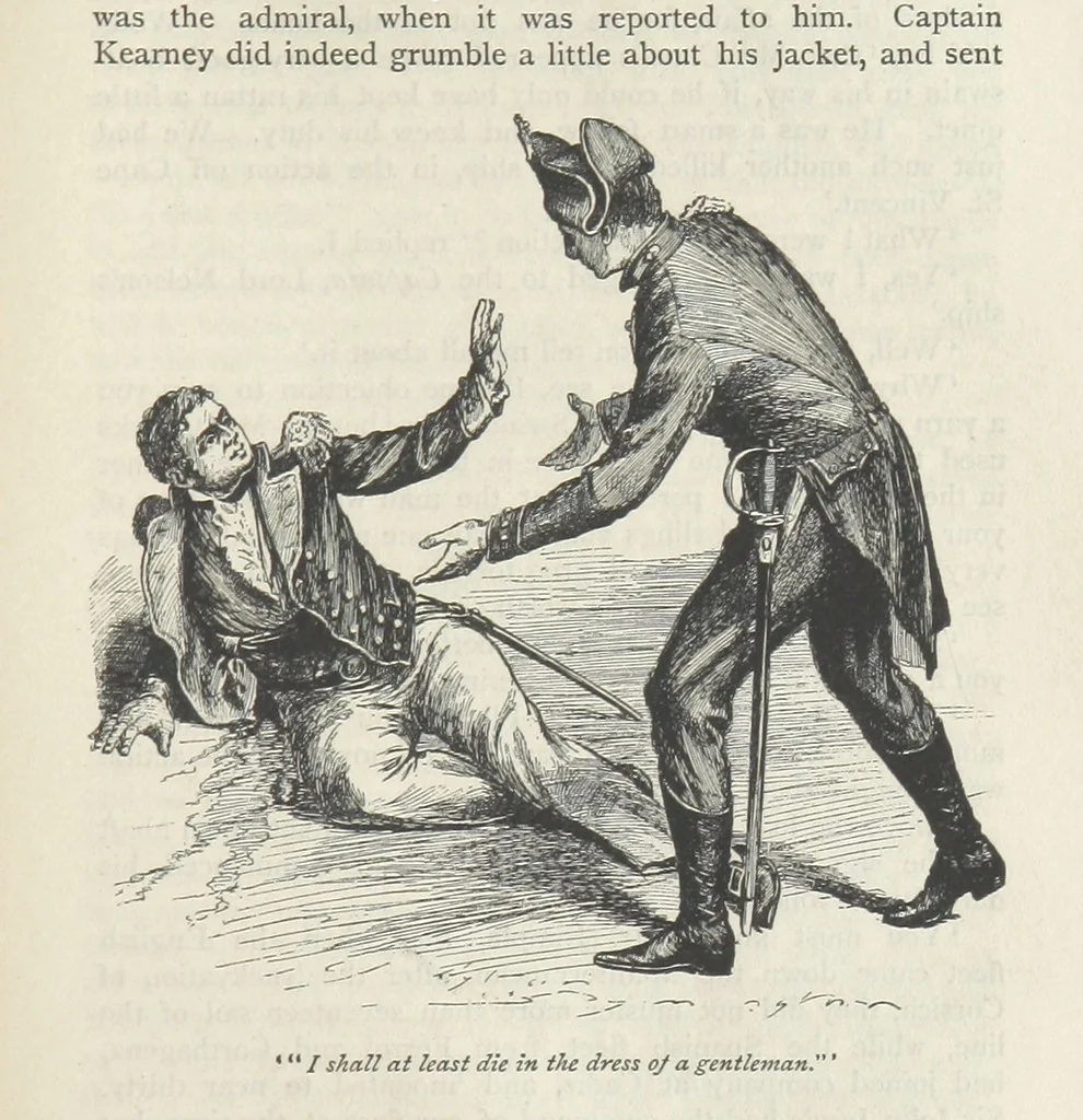 An illustration from Peter Simple ... Illustrated by J. A. Symington, with an introduction by D. Hannay, 1895, leaf 309