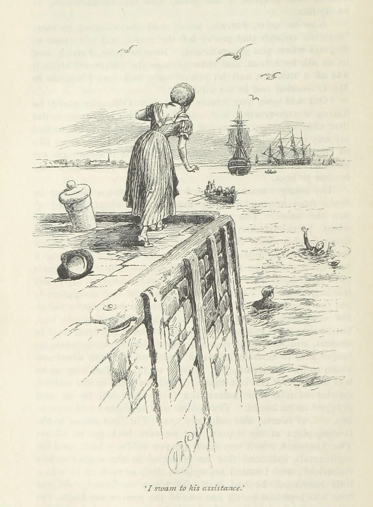 An illustration from Peter Simple ... Illustrated by J. A. Symington, with an introduction by D. Hannay, 1895, leaf 346