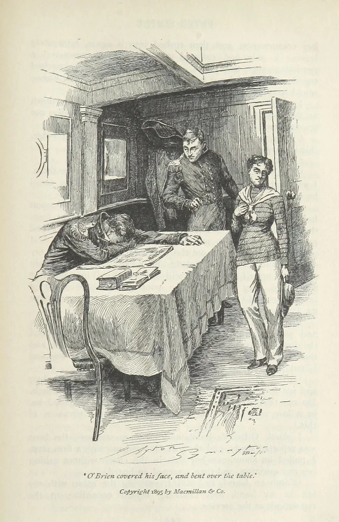 An illustration from Peter Simple ... Illustrated by J. A. Symington, with an introduction by D. Hannay, 1895, leaf 377