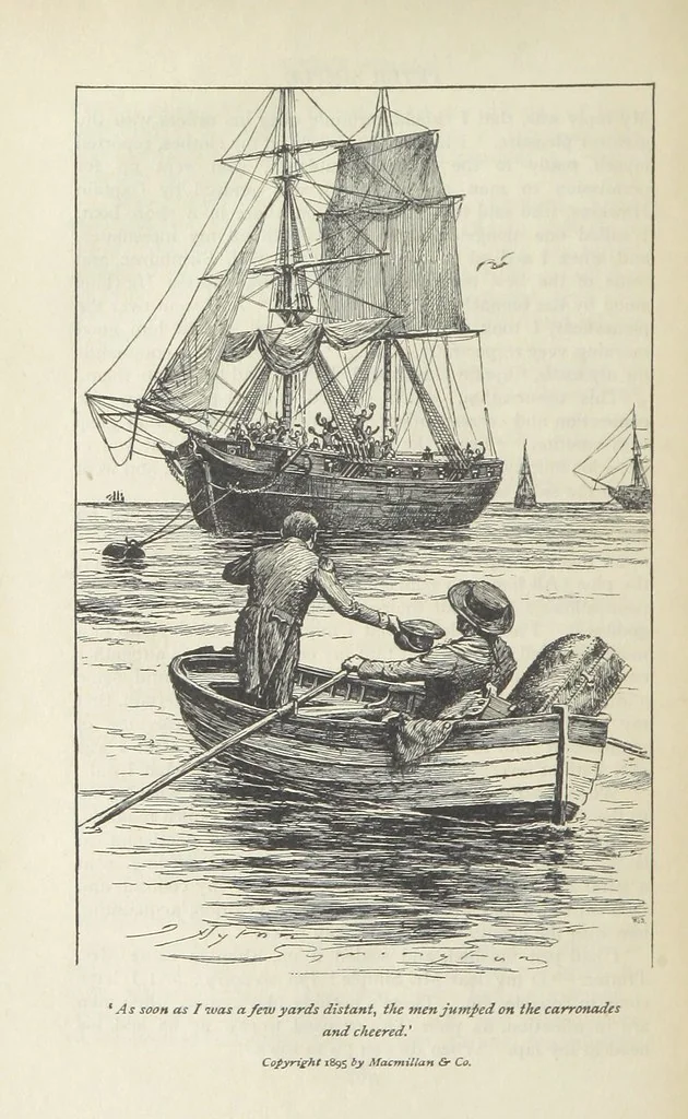 An illustration from Peter Simple ... Illustrated by J. A. Symington, with an introduction by D. Hannay, 1895, leaf 504