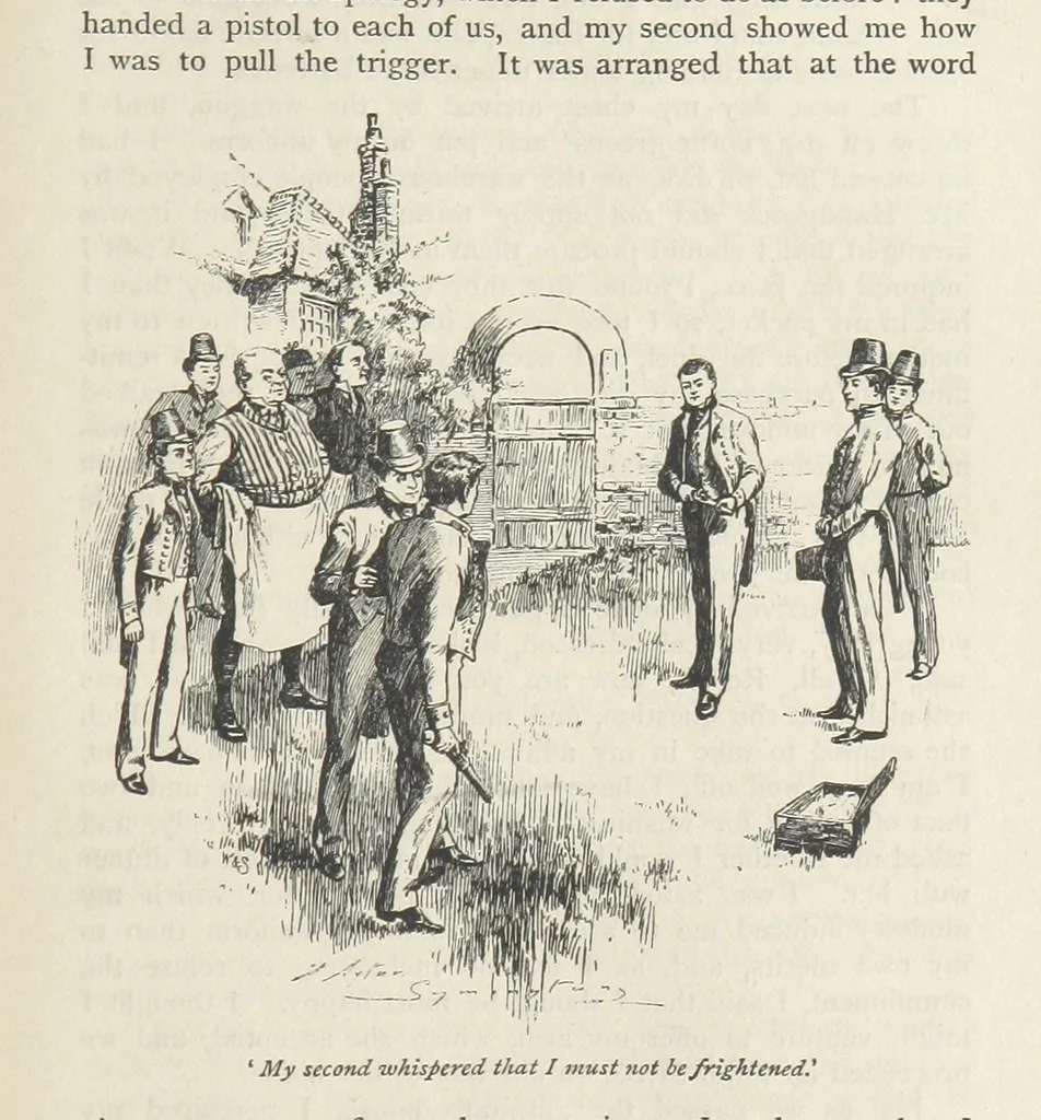 An illustration from Peter Simple ... Illustrated by J. A. Symington, with an introduction by D. Hannay, 1895, leaf 55
