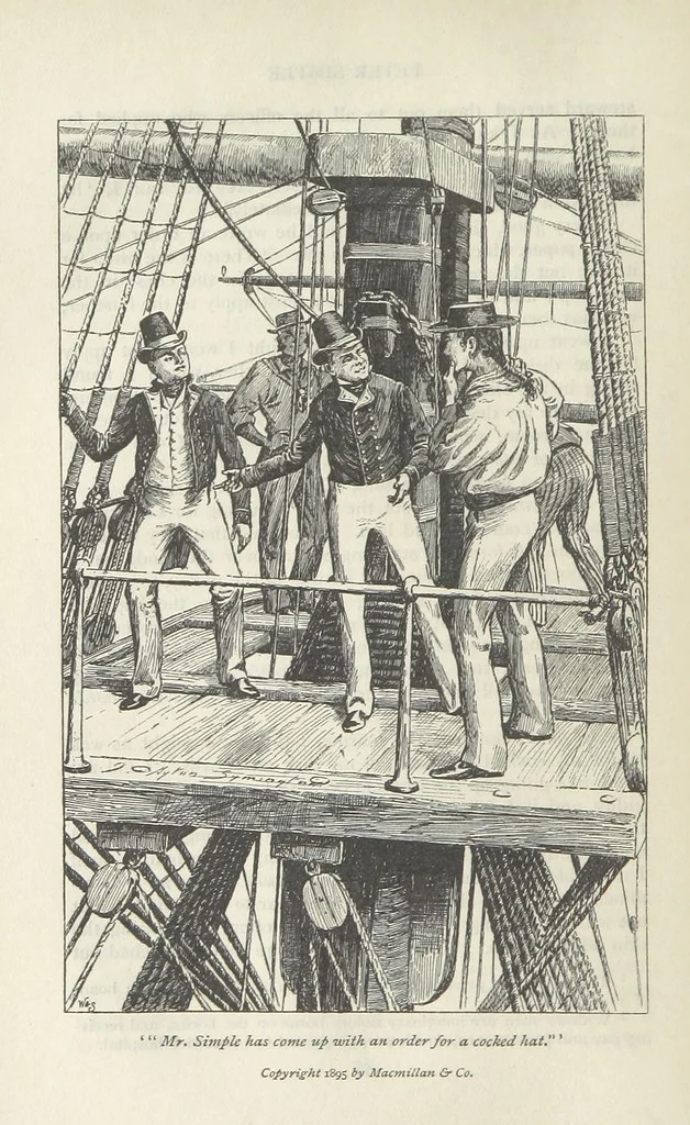 An illustration from Peter Simple ... Illustrated by J. A. Symington, with an introduction by D. Hannay, 1895, leaf 76
