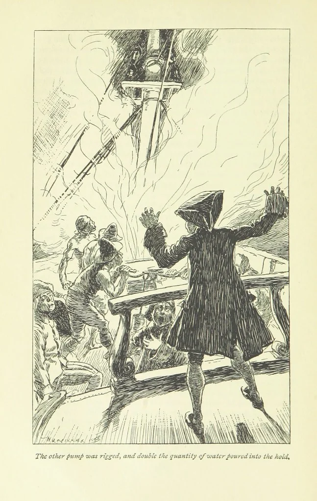 An illustration from The Phantom Ship ... Illustrated by H. R. Millar. With an introduction by D. Hannay, 1896, leaf 196