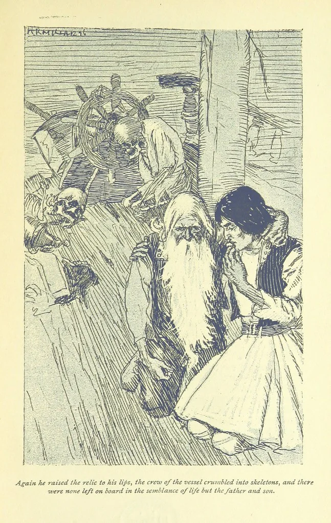 An illustration from The Phantom Ship ... Illustrated by H. R. Millar. With an introduction by D. Hannay, 1896, leaf 413