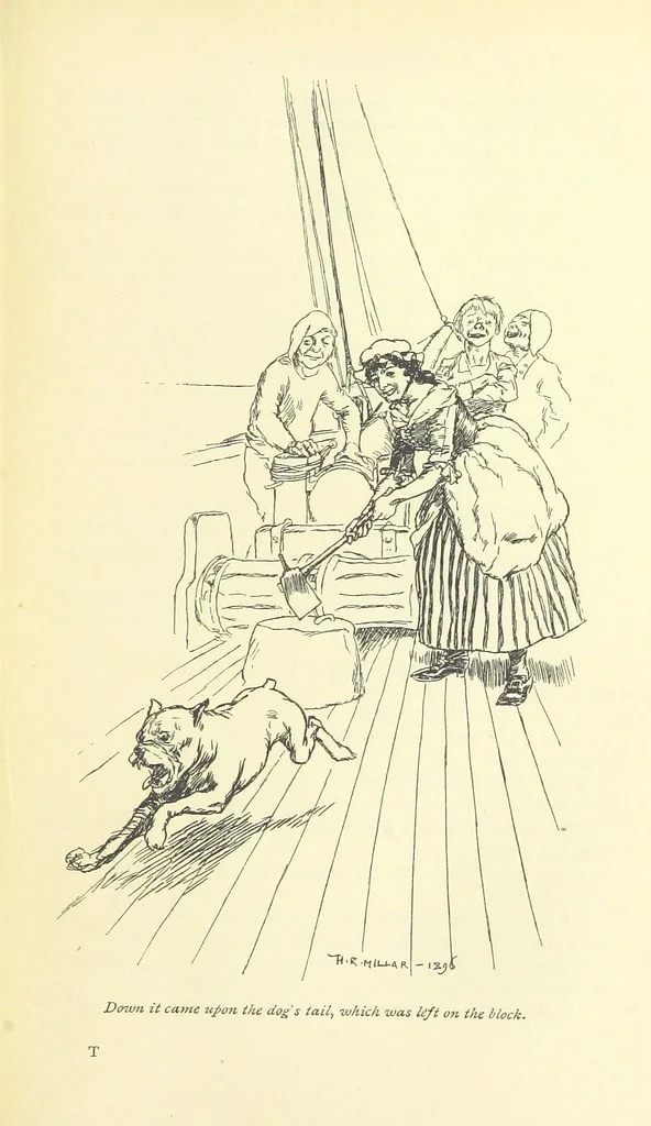 An illustration from Snarleyyow ... Illustrated by H. R. Millar. With an introduction by David Hannay, 1897, leaf 307