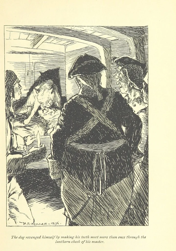 An illustration from Snarleyyow ... Illustrated by H. R. Millar. With an introduction by David Hannay, 1897, leaf 65