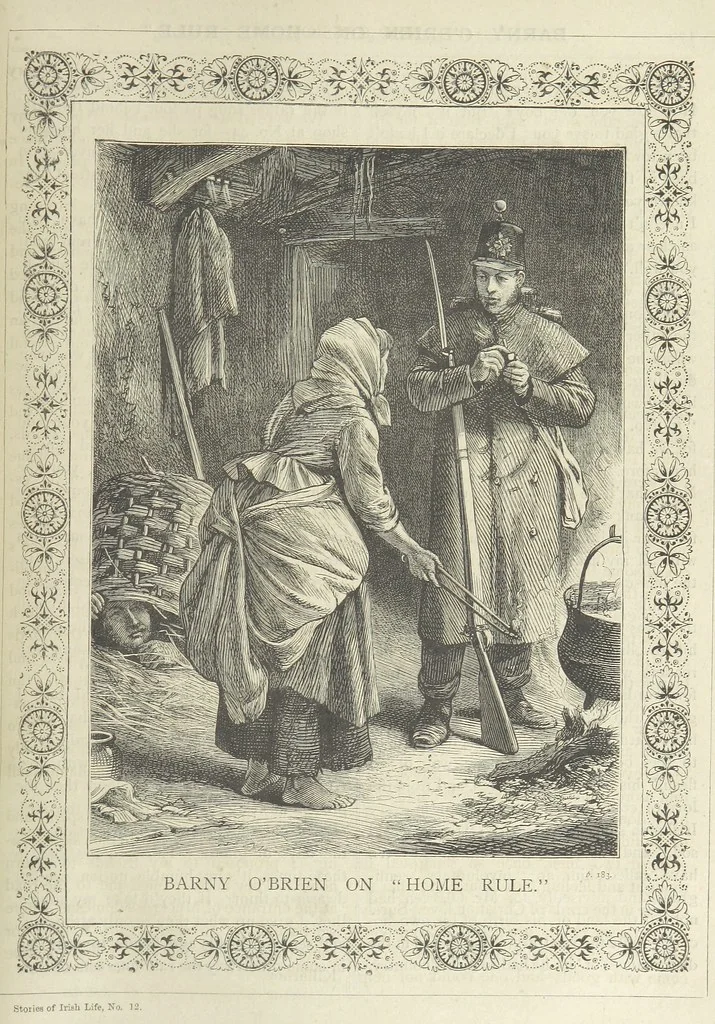 An illustration from Stories of Irish Life ... With illustrations, etc, 1878, leaf 189