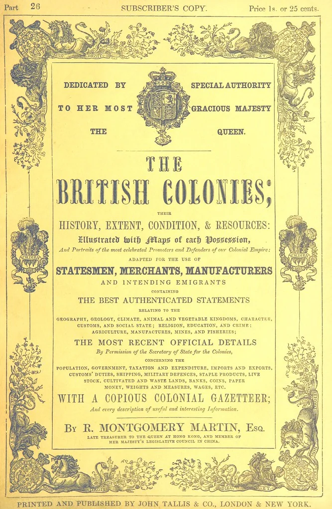 An illustration from The British Colonies; their history, extent, condition, and resources, 1851, leaf 57