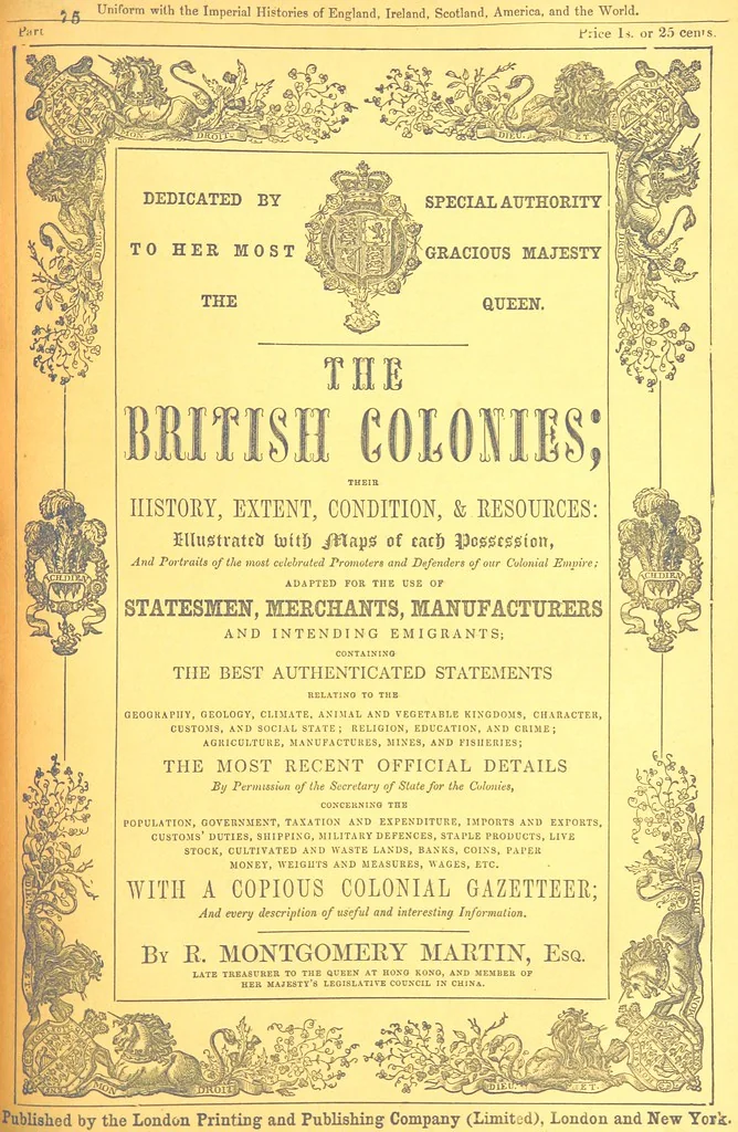 An illustration from The British Colonies; their history, extent, condition, and resources, 1851, leaf 1011