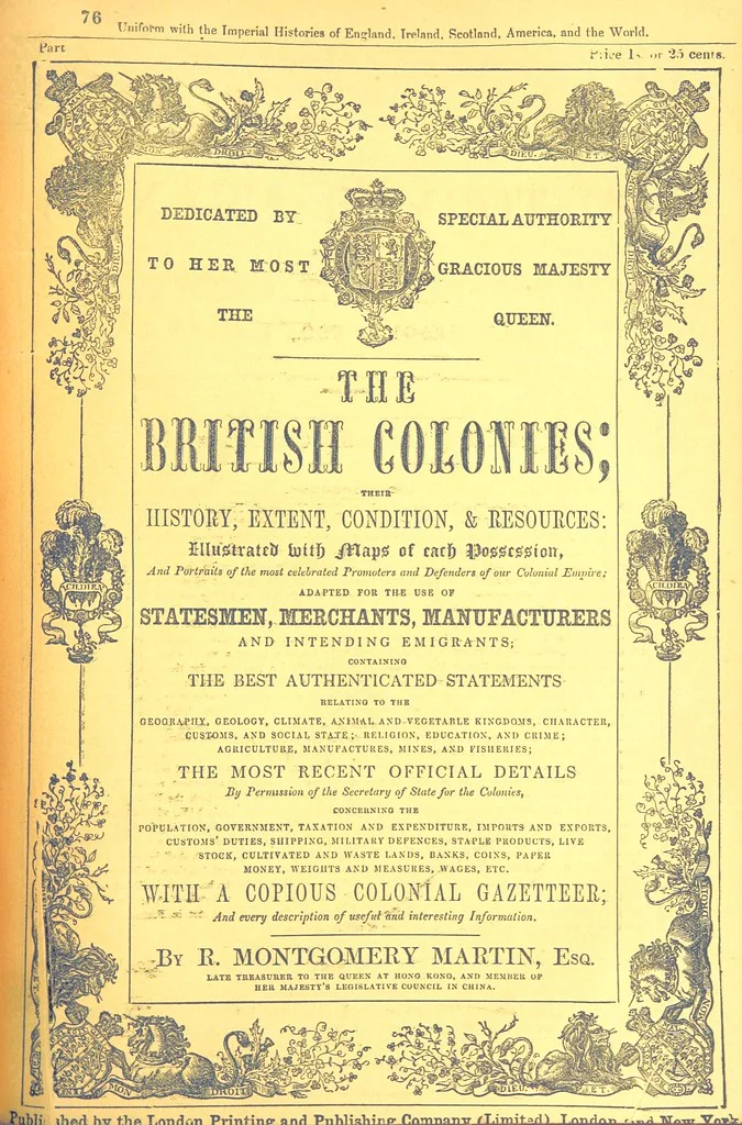 An illustration from The British Colonies; their history, extent, condition, and resources, 1851, leaf 1049