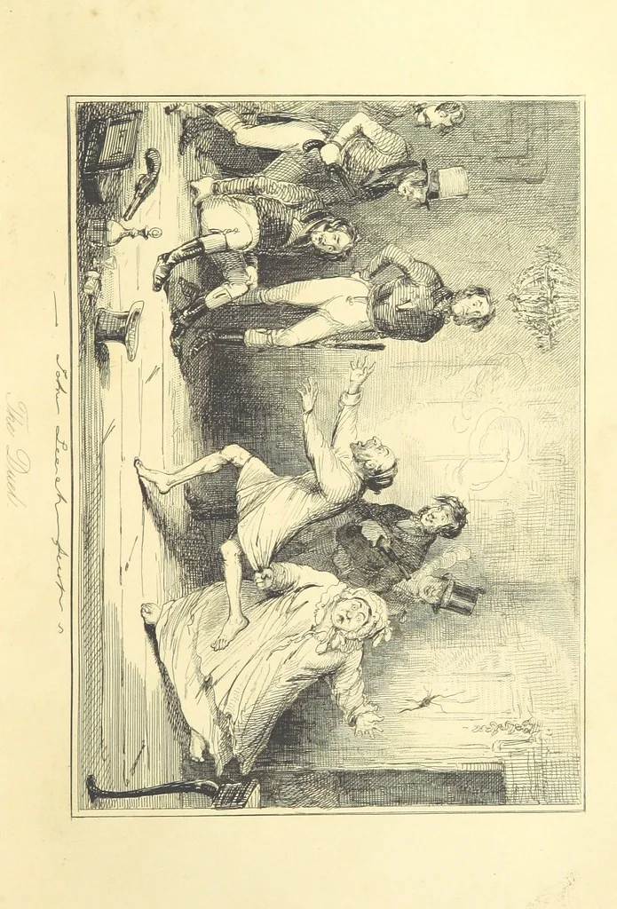 An illustration from The Fortunes of Hector O'Halloran and his Man Mark Anthony O'Toole ... With illustrations by J. Leech, 1853, leaf 181