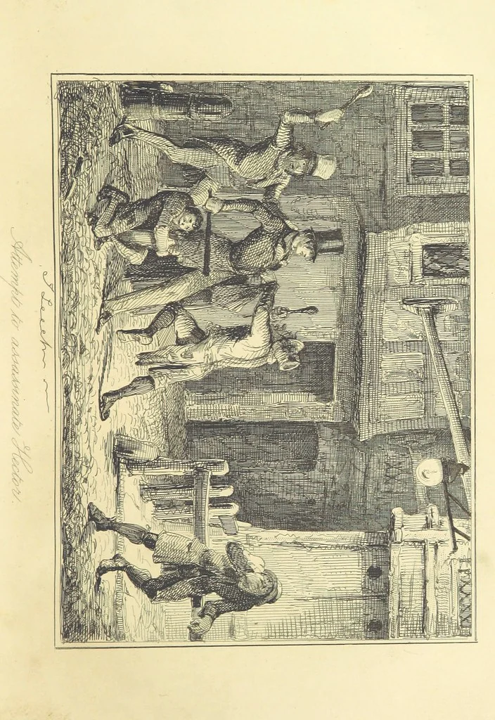 An illustration from The Fortunes of Hector O'Halloran and his Man Mark Anthony O'Toole ... With illustrations by J. Leech, 1853, leaf 227