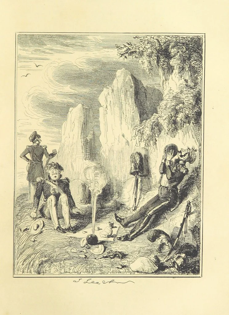 An illustration from The Fortunes of Hector O'Halloran and his Man Mark Anthony O'Toole ... With illustrations by J. Leech, 1853, leaf 407