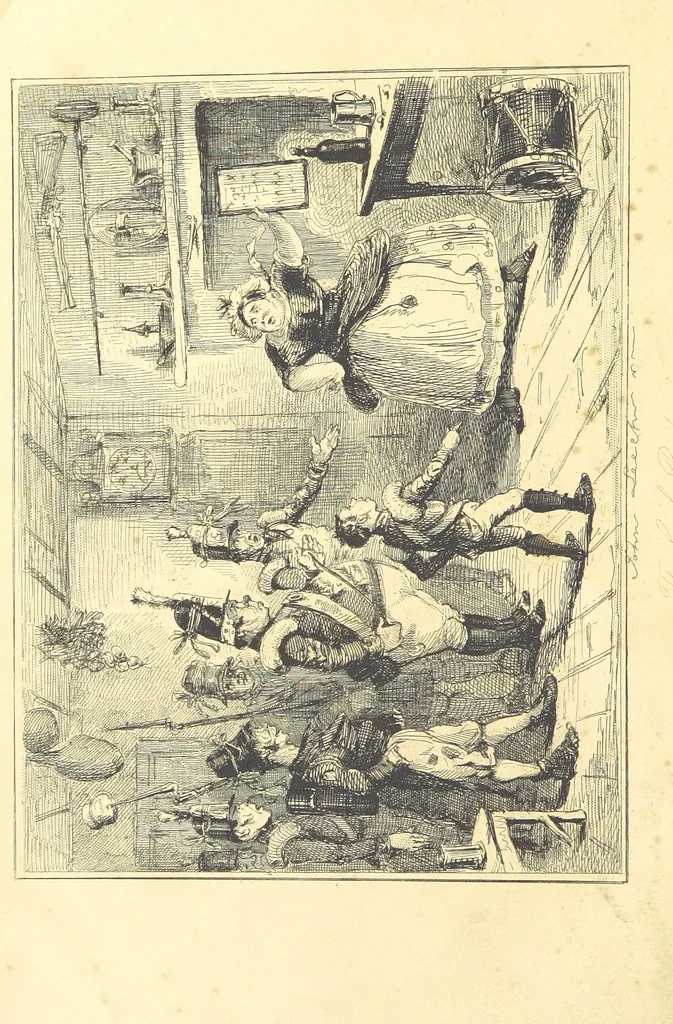 An illustration from The Fortunes of Hector O'Halloran and his Man Mark Anthony O'Toole ... With illustrations by J. Leech, 1853, leaf 6