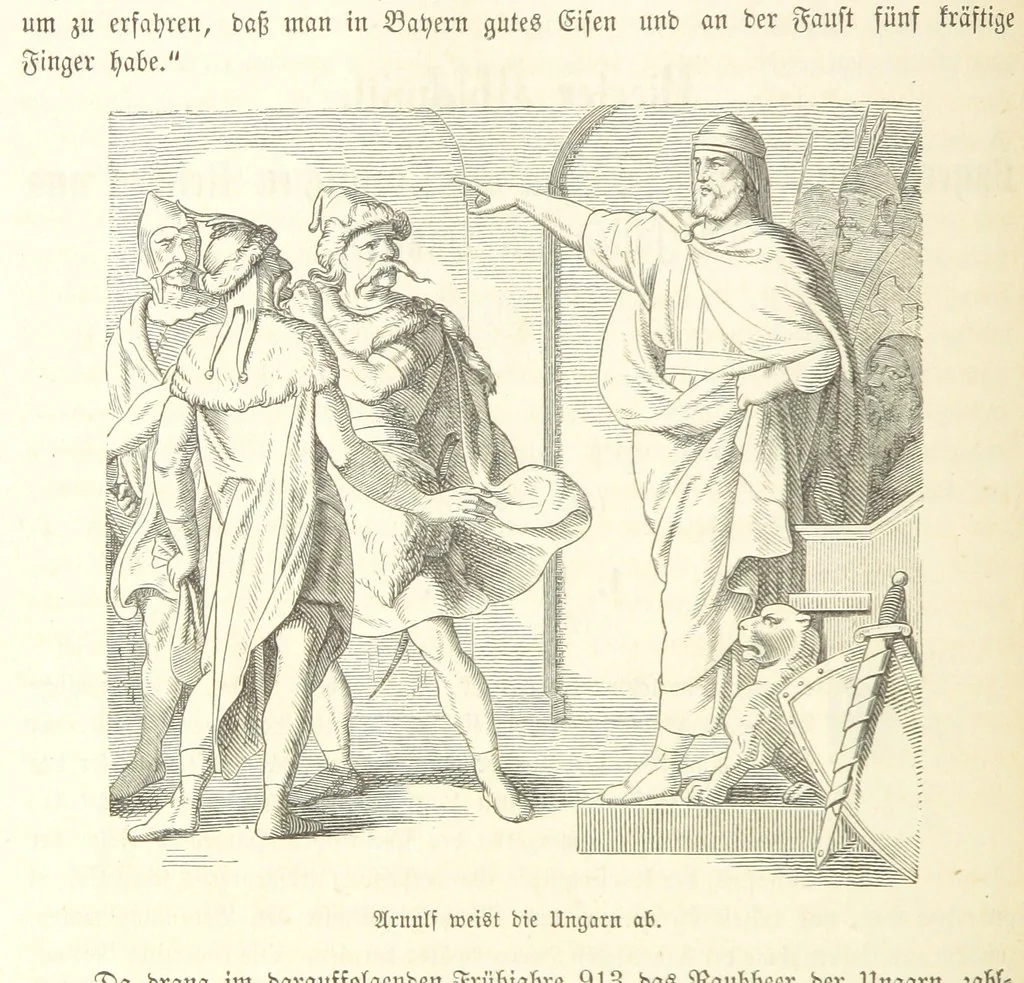 An illustration from Geschichte Bayerns. Unter Zugrundelegung von Lorenz von Westenrieders bayerischer Geschichte neu bearbeitet, dem Volke erzählt, und mit Beigaben aus der bayerischen Culturgeschichte und Sage versehen. ... Mit vielen Holzschnittbildern, 1874, leaf 204