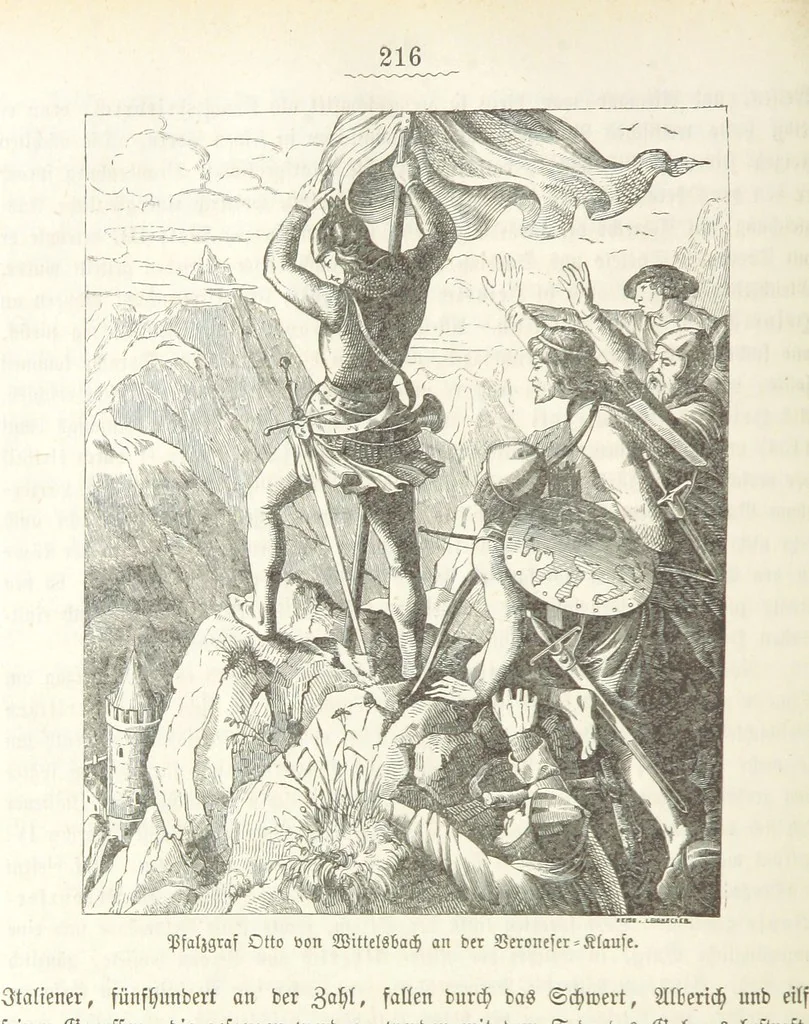 An illustration from Geschichte Bayerns. Unter Zugrundelegung von Lorenz von Westenrieders bayerischer Geschichte neu bearbeitet, dem Volke erzählt, und mit Beigaben aus der bayerischen Culturgeschichte und Sage versehen. ... Mit vielen Holzschnittbildern, 1874, leaf 238