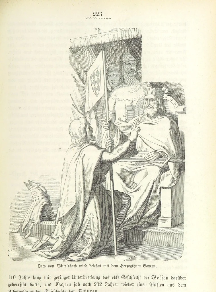 An illustration from Geschichte Bayerns. Unter Zugrundelegung von Lorenz von Westenrieders bayerischer Geschichte neu bearbeitet, dem Volke erzählt, und mit Beigaben aus der bayerischen Culturgeschichte und Sage versehen. ... Mit vielen Holzschnittbildern, 1874, leaf 245