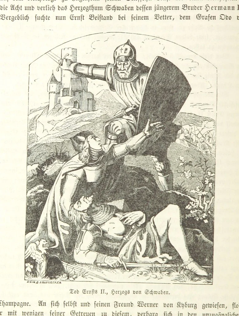 An illustration from Geschichte Bayerns. Unter Zugrundelegung von Lorenz von Westenrieders bayerischer Geschichte neu bearbeitet, dem Volke erzählt, und mit Beigaben aus der bayerischen Culturgeschichte und Sage versehen. ... Mit vielen Holzschnittbildern, 1874, leaf 258