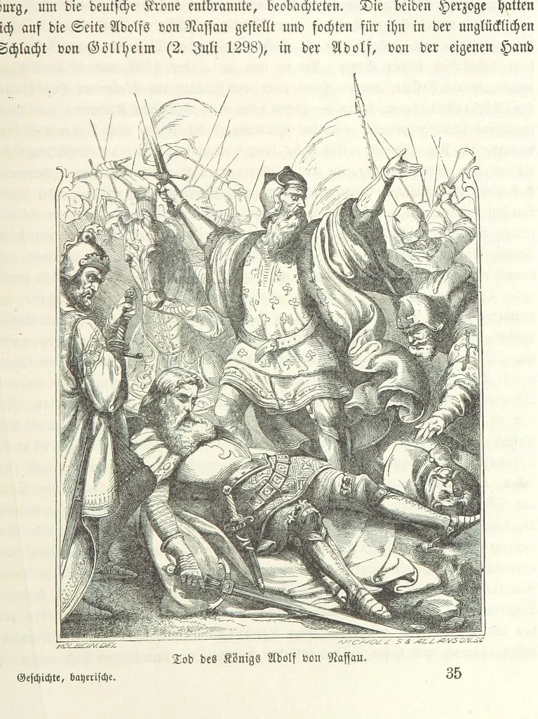 An illustration from Geschichte Bayerns. Unter Zugrundelegung von Lorenz von Westenrieders bayerischer Geschichte neu bearbeitet, dem Volke erzählt, und mit Beigaben aus der bayerischen Culturgeschichte und Sage versehen. ... Mit vielen Holzschnittbildern, 1874, leaf 295