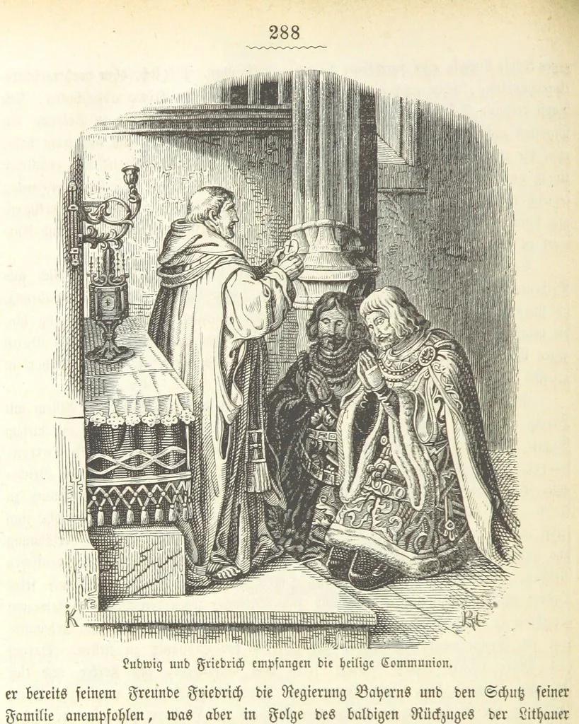 An illustration from Geschichte Bayerns. Unter Zugrundelegung von Lorenz von Westenrieders bayerischer Geschichte neu bearbeitet, dem Volke erzählt, und mit Beigaben aus der bayerischen Culturgeschichte und Sage versehen. ... Mit vielen Holzschnittbildern, 1874, leaf 310