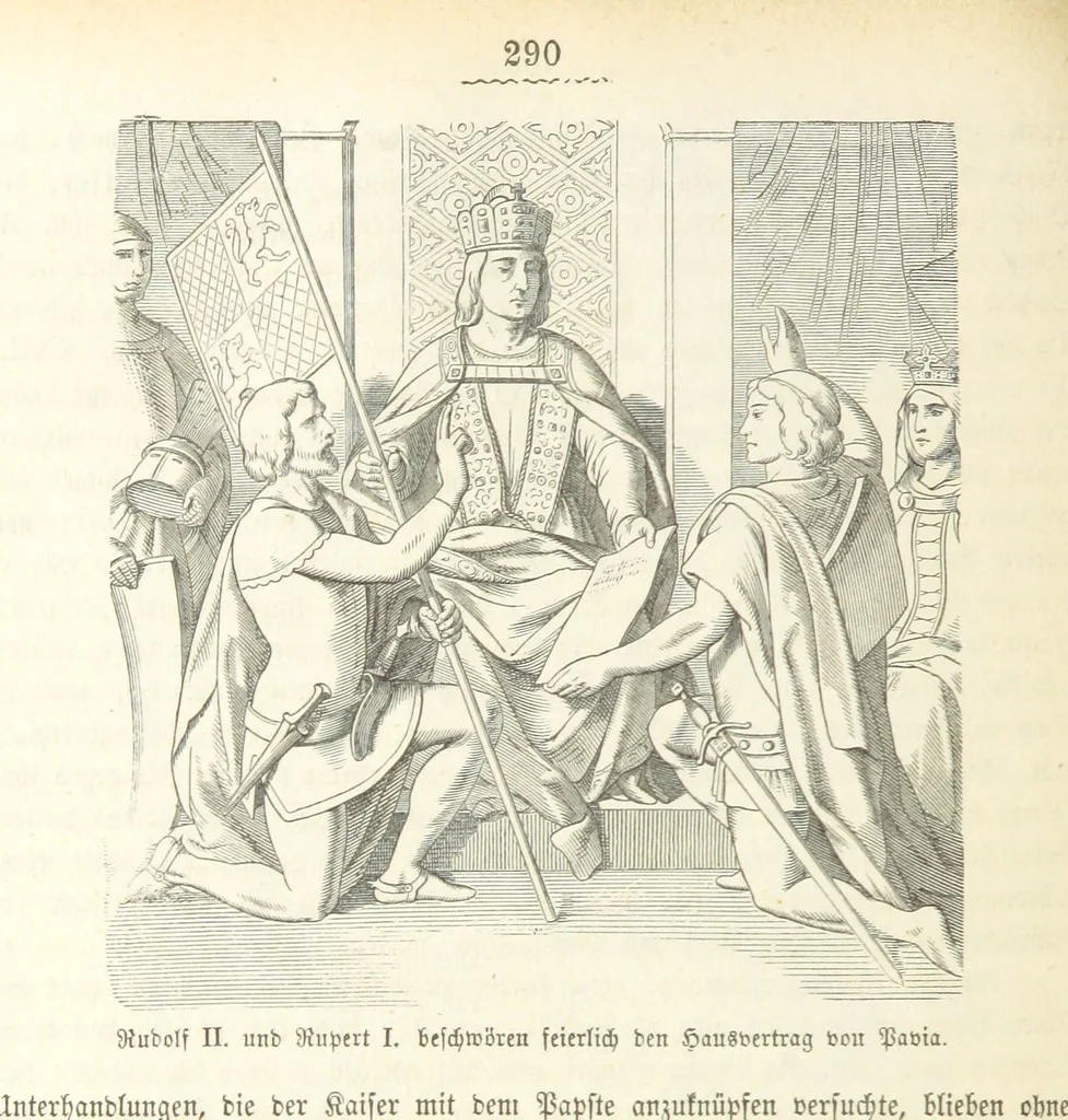 An illustration from Geschichte Bayerns. Unter Zugrundelegung von Lorenz von Westenrieders bayerischer Geschichte neu bearbeitet, dem Volke erzählt, und mit Beigaben aus der bayerischen Culturgeschichte und Sage versehen. ... Mit vielen Holzschnittbildern, 1874, leaf 312