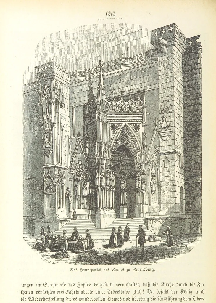 An illustration from Geschichte Bayerns. Unter Zugrundelegung von Lorenz von Westenrieders bayerischer Geschichte neu bearbeitet, dem Volke erzählt, und mit Beigaben aus der bayerischen Culturgeschichte und Sage versehen. ... Mit vielen Holzschnittbildern, 1874, leaf 678