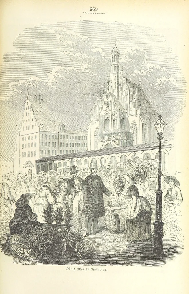 An illustration from Geschichte Bayerns. Unter Zugrundelegung von Lorenz von Westenrieders bayerischer Geschichte neu bearbeitet, dem Volke erzählt, und mit Beigaben aus der bayerischen Culturgeschichte und Sage versehen. ... Mit vielen Holzschnittbildern, 1874, leaf 691