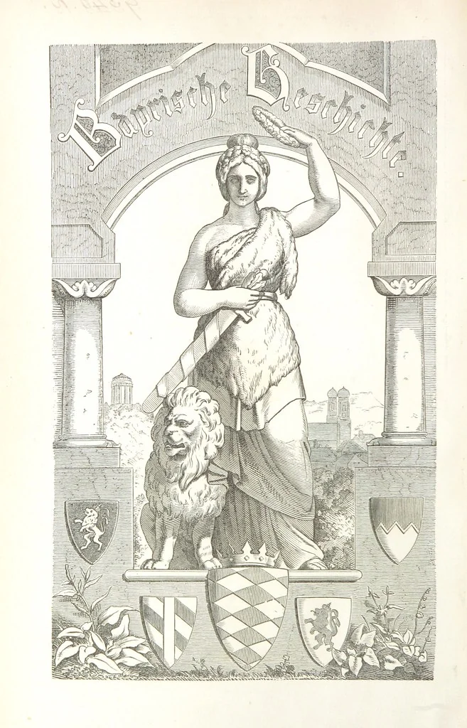 An illustration from Geschichte Bayerns. Unter Zugrundelegung von Lorenz von Westenrieders bayerischer Geschichte neu bearbeitet, dem Volke erzählt, und mit Beigaben aus der bayerischen Culturgeschichte und Sage versehen. ... Mit vielen Holzschnittbildern, 1874, leaf 8