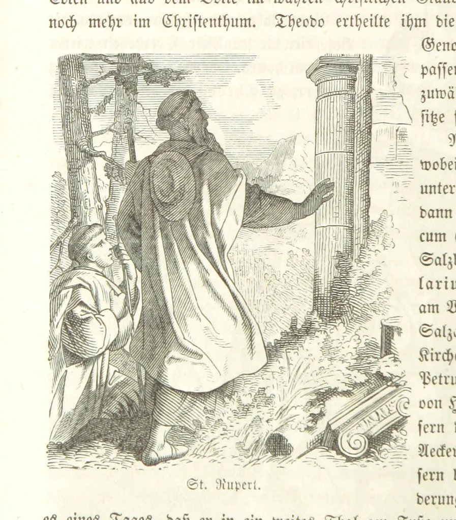 An illustration from Geschichte Bayerns. Unter Zugrundelegung von Lorenz von Westenrieders bayerischer Geschichte neu bearbeitet, dem Volke erzählt, und mit Beigaben aus der bayerischen Culturgeschichte und Sage versehen. ... Mit vielen Holzschnittbildern, 1874, leaf 90