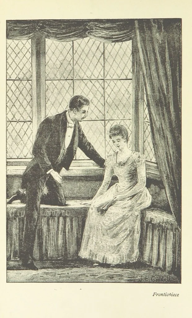 An illustration from Engaged to be married: a tale of to-day, 1895, leaf 8