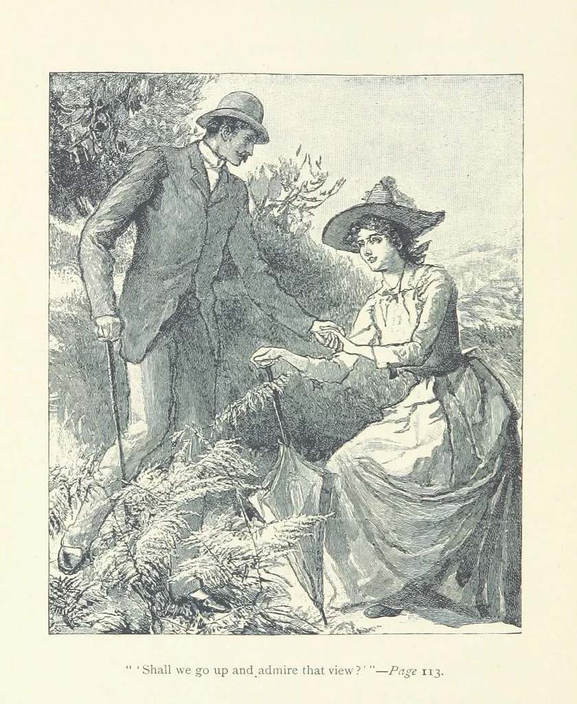 An illustration from Just a Love Story ... Illustrated, 1890, leaf 128