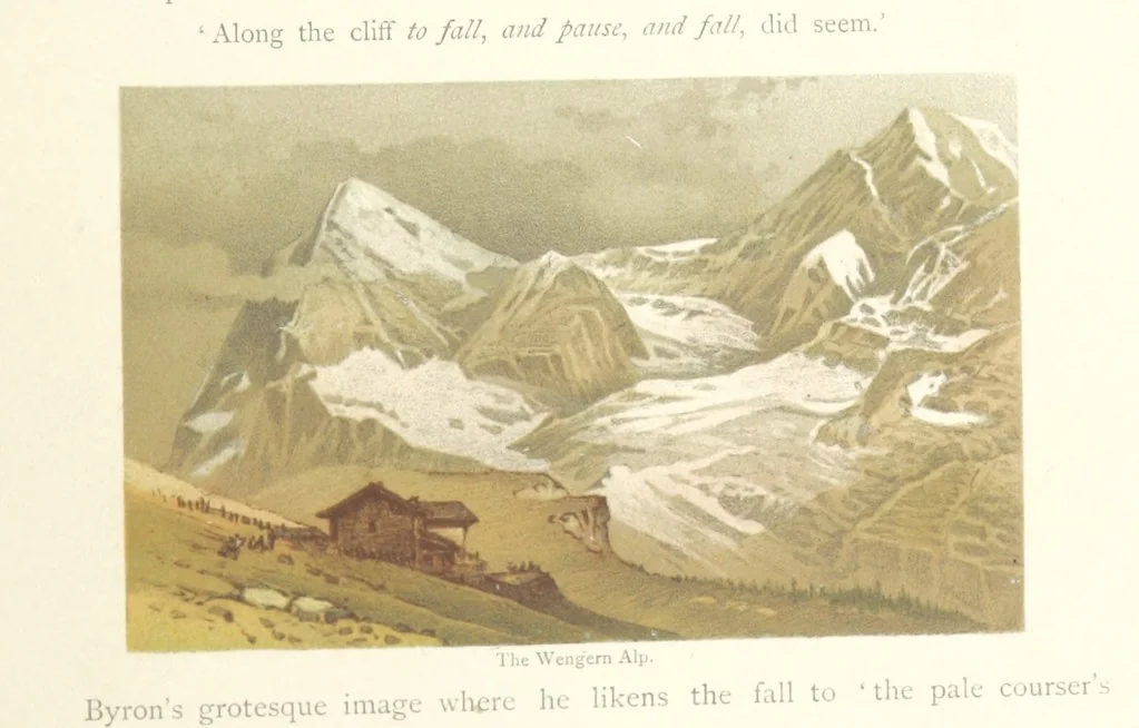 An illustration from Mountains and Lakes of Switzerland and Italy, ... views from original sketches by C. Pyne, 1871, leaf 105