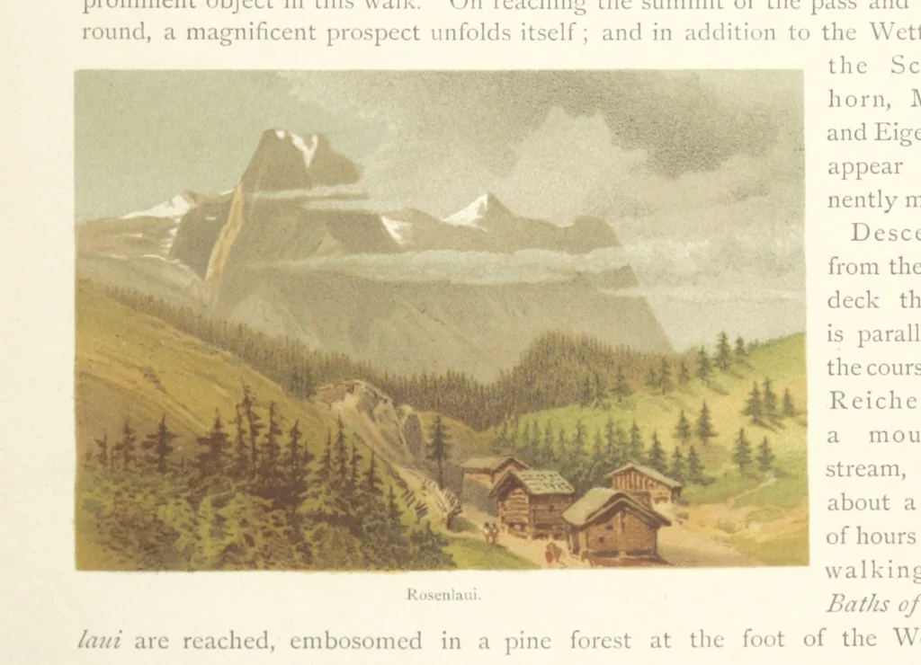 An illustration from Mountains and Lakes of Switzerland and Italy, ... views from original sketches by C. Pyne, 1871, leaf 109