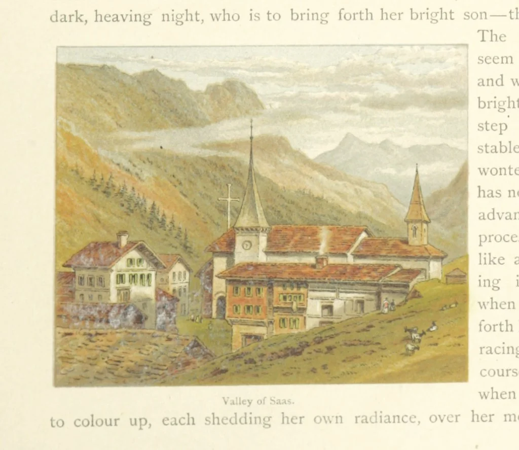 An illustration from Mountains and Lakes of Switzerland and Italy, ... views from original sketches by C. Pyne, 1871, leaf 125