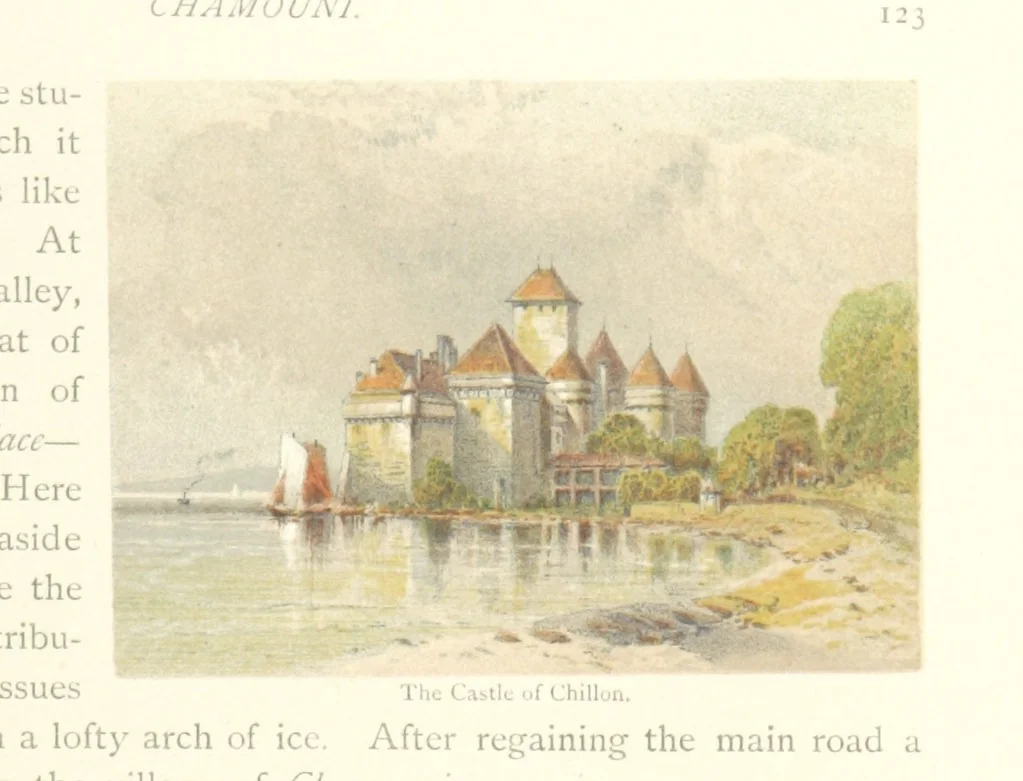 An illustration from Mountains and Lakes of Switzerland and Italy, ... views from original sketches by C. Pyne, 1871, leaf 137