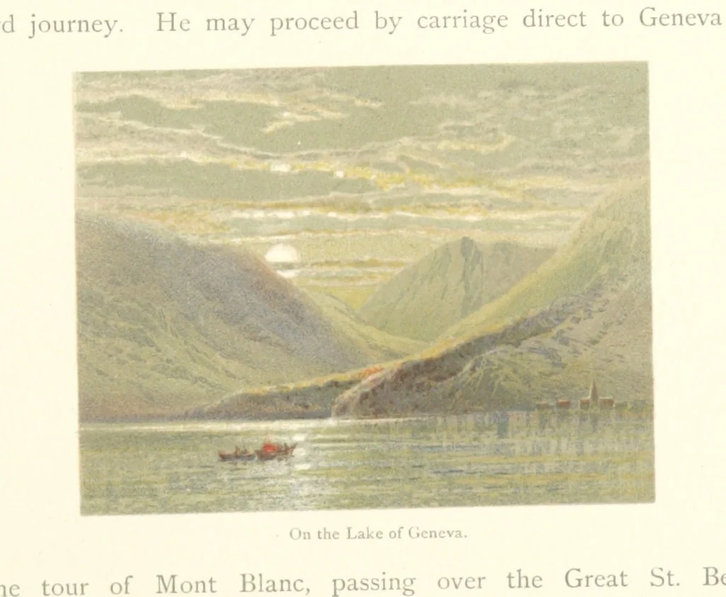An illustration from Mountains and Lakes of Switzerland and Italy, ... views from original sketches by C. Pyne, 1871, leaf 141