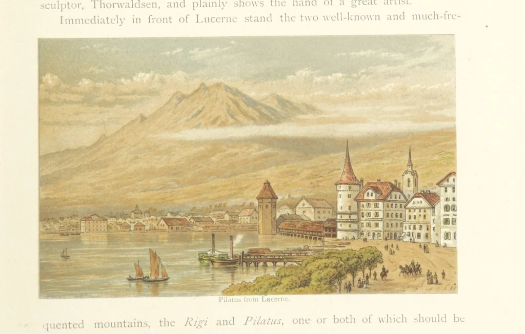 An illustration from Mountains and Lakes of Switzerland and Italy, ... views from original sketches by C. Pyne, 1871, leaf 25