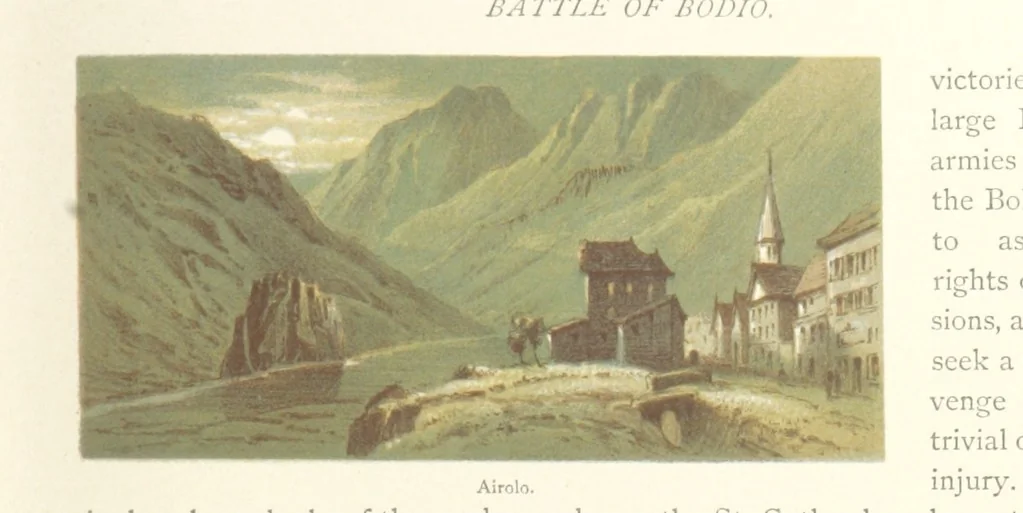 An illustration from Mountains and Lakes of Switzerland and Italy, ... views from original sketches by C. Pyne, 1871, leaf 37