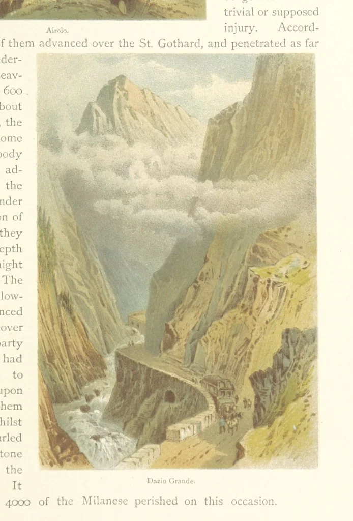 An illustration from Mountains and Lakes of Switzerland and Italy, ... views from original sketches by C. Pyne, 1871, leaf 37