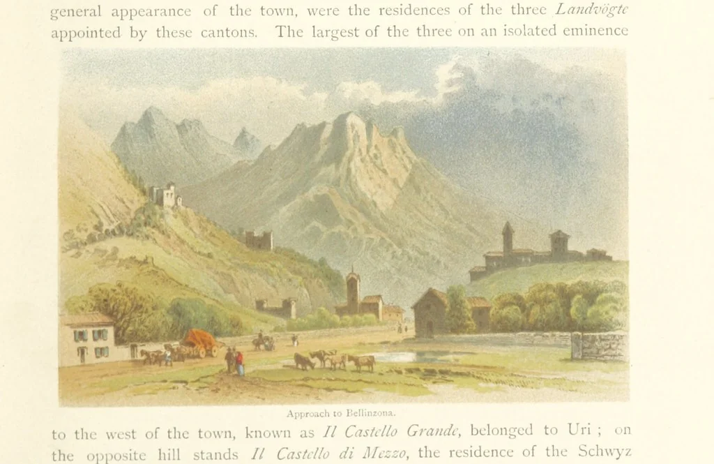 An illustration from Mountains and Lakes of Switzerland and Italy, ... views from original sketches by C. Pyne, 1871, leaf 41