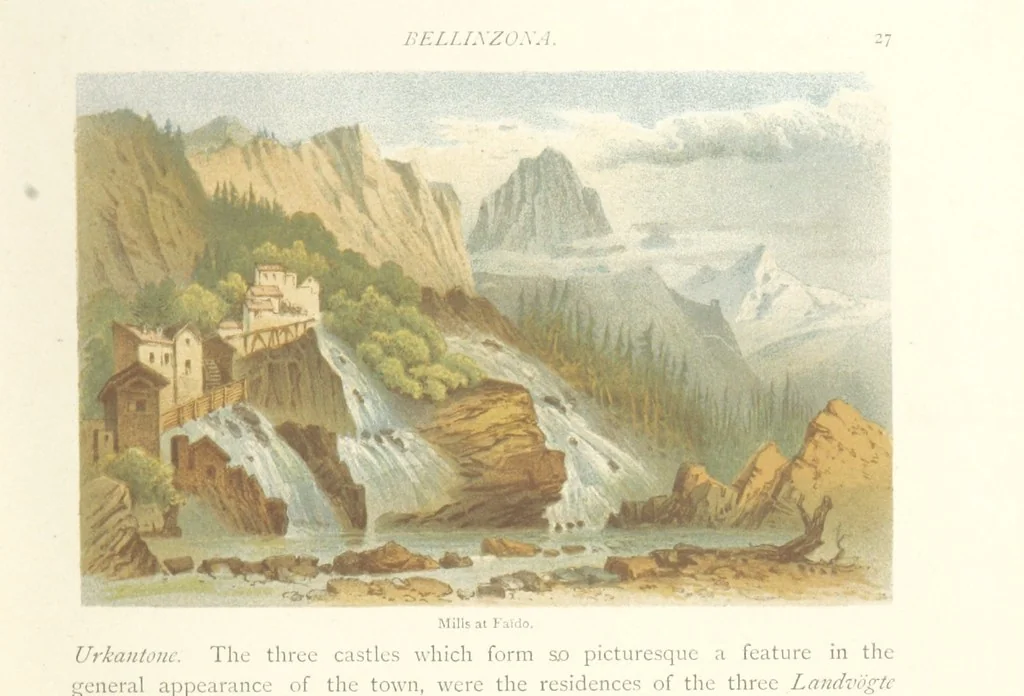 An illustration from Mountains and Lakes of Switzerland and Italy, ... views from original sketches by C. Pyne, 1871, leaf 41
