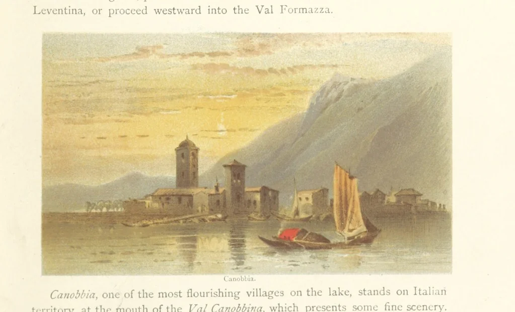 An illustration from Mountains and Lakes of Switzerland and Italy, ... views from original sketches by C. Pyne, 1871, leaf 45