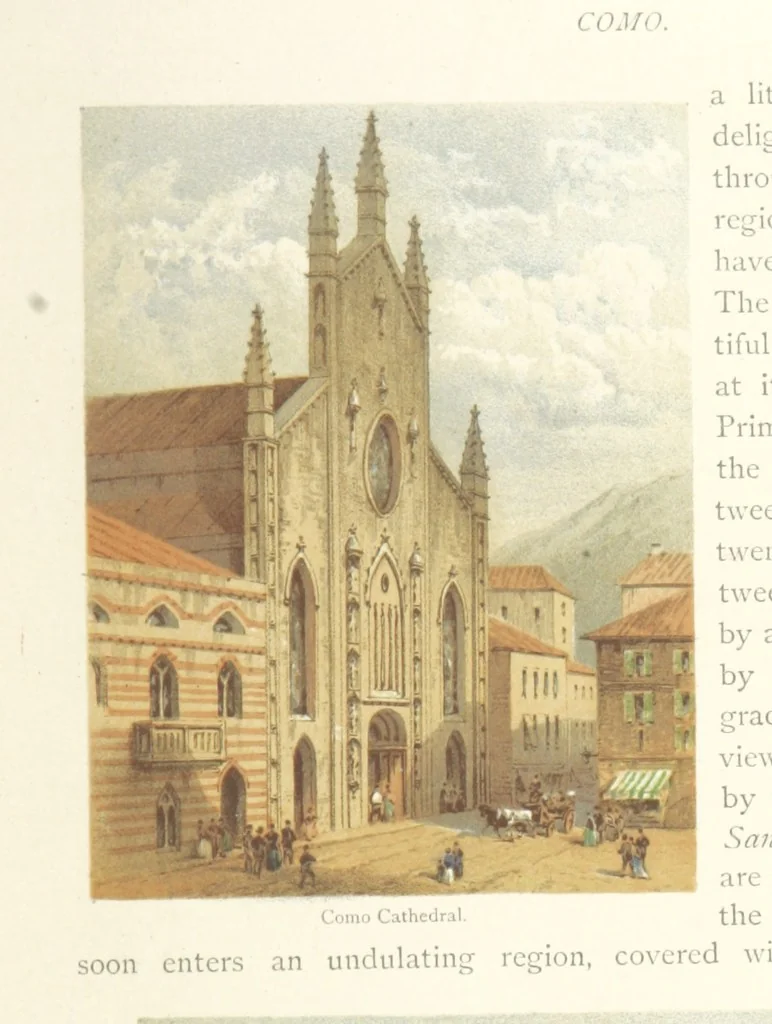 An illustration from Mountains and Lakes of Switzerland and Italy, ... views from original sketches by C. Pyne, 1871, leaf 57