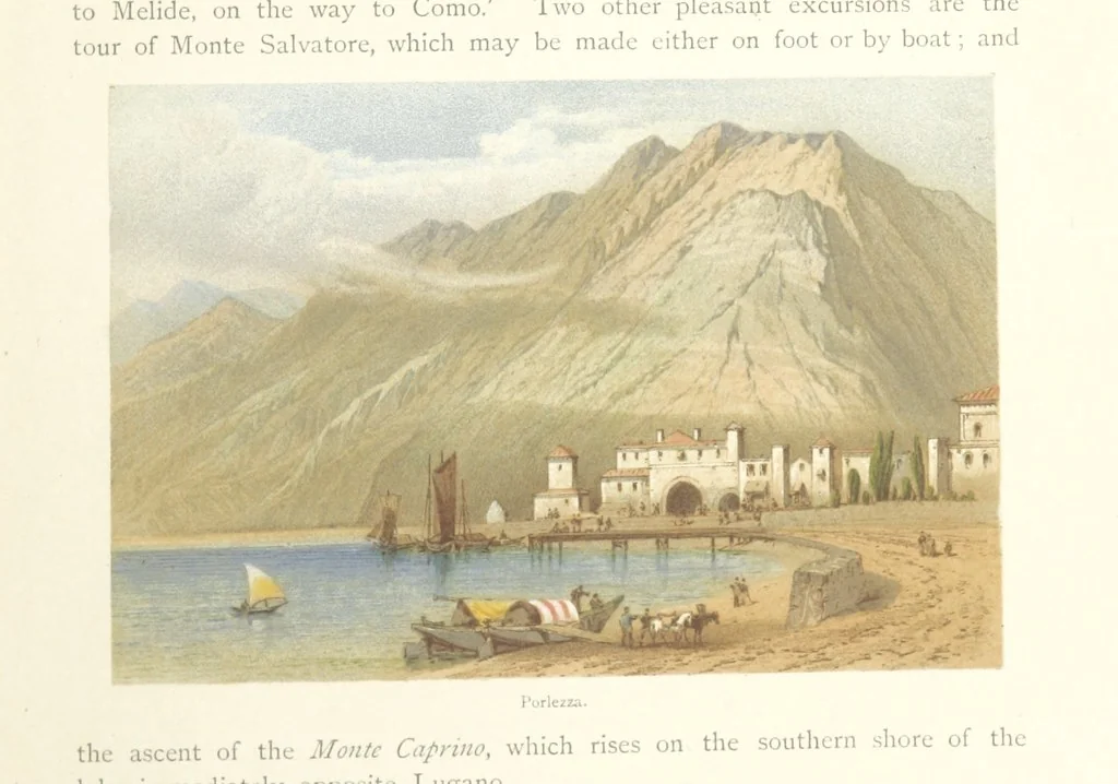 An illustration from Mountains and Lakes of Switzerland and Italy, ... views from original sketches by C. Pyne, 1871, leaf 61