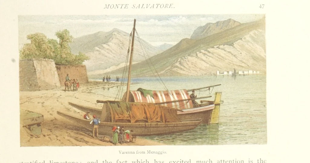 An illustration from Mountains and Lakes of Switzerland and Italy, ... views from original sketches by C. Pyne, 1871, leaf 61
