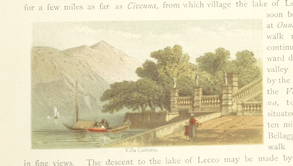 An illustration from Mountains and Lakes of Switzerland and Italy, ... views from original sketches by C. Pyne, 1871, leaf 65