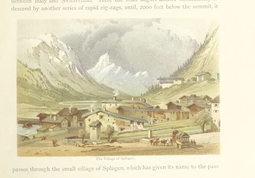 An illustration from Mountains and Lakes of Switzerland and Italy, ... views from original sketches by C. Pyne, 1871, leaf 73
