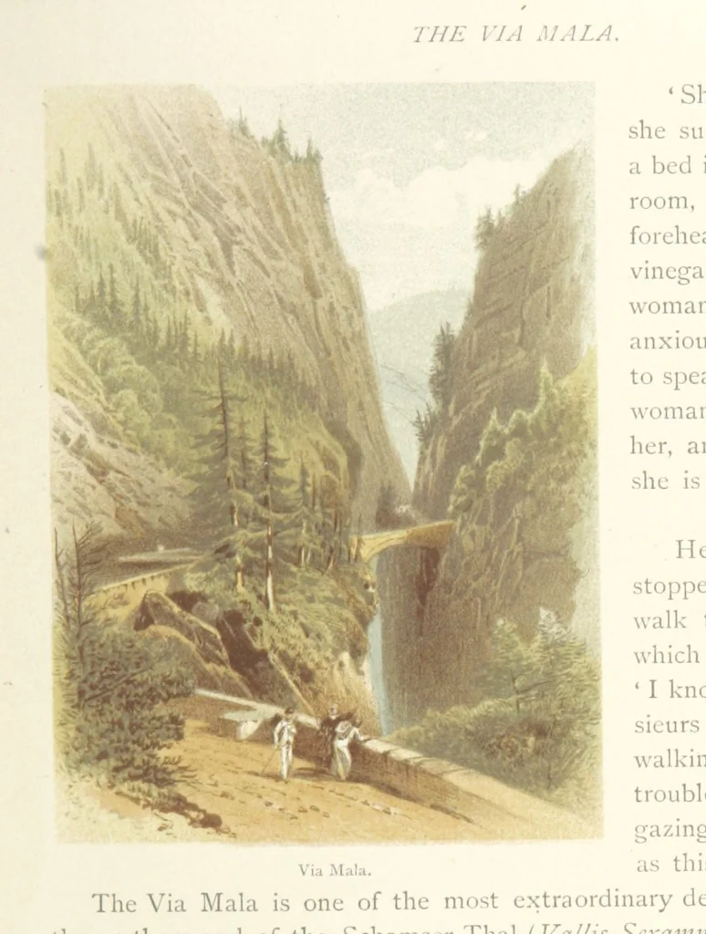 An illustration from Mountains and Lakes of Switzerland and Italy, ... views from original sketches by C. Pyne, 1871, leaf 77