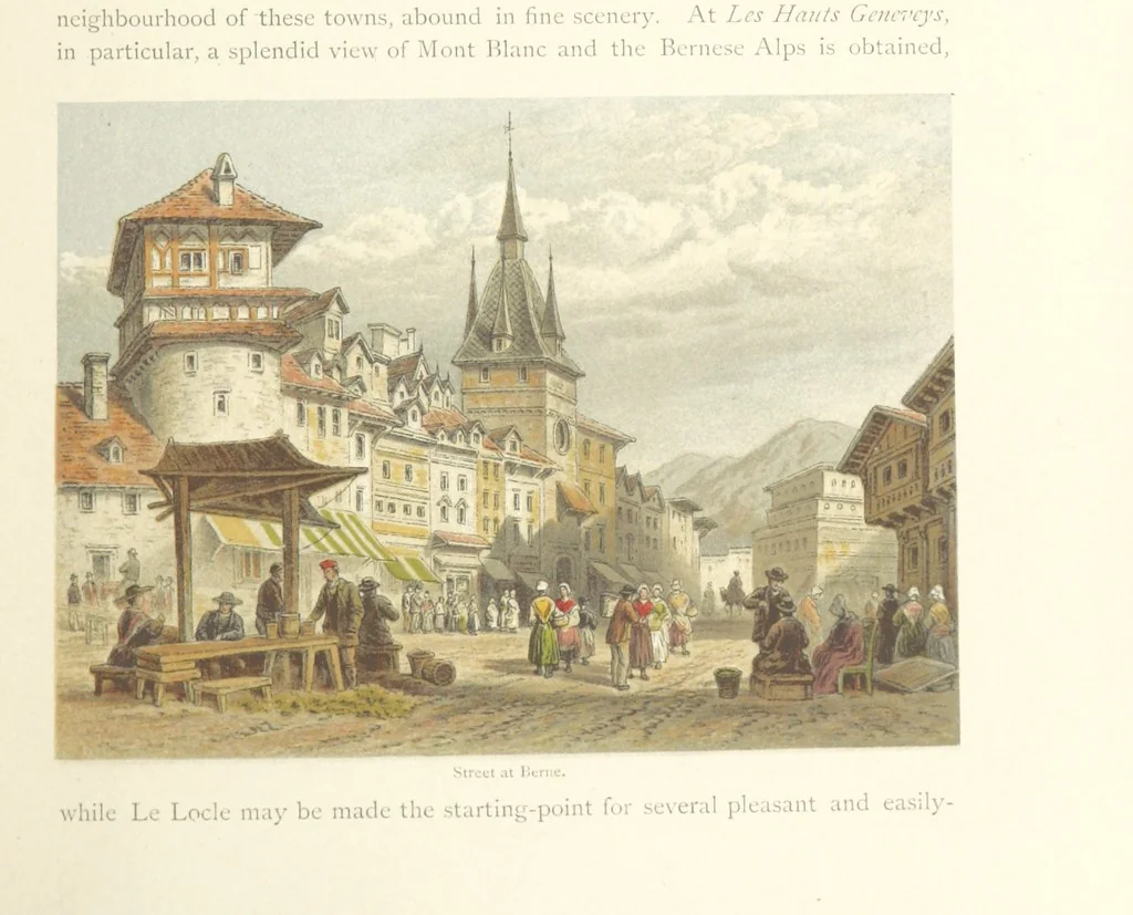 An illustration from Mountains and Lakes of Switzerland and Italy, ... views from original sketches by C. Pyne, 1871, leaf 89