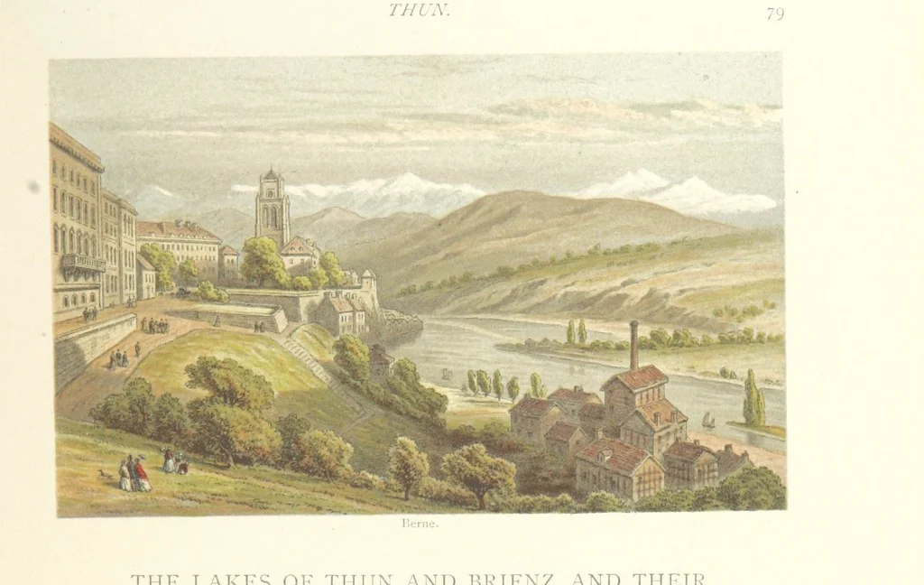An illustration from Mountains and Lakes of Switzerland and Italy, ... views from original sketches by C. Pyne, 1871, leaf 93